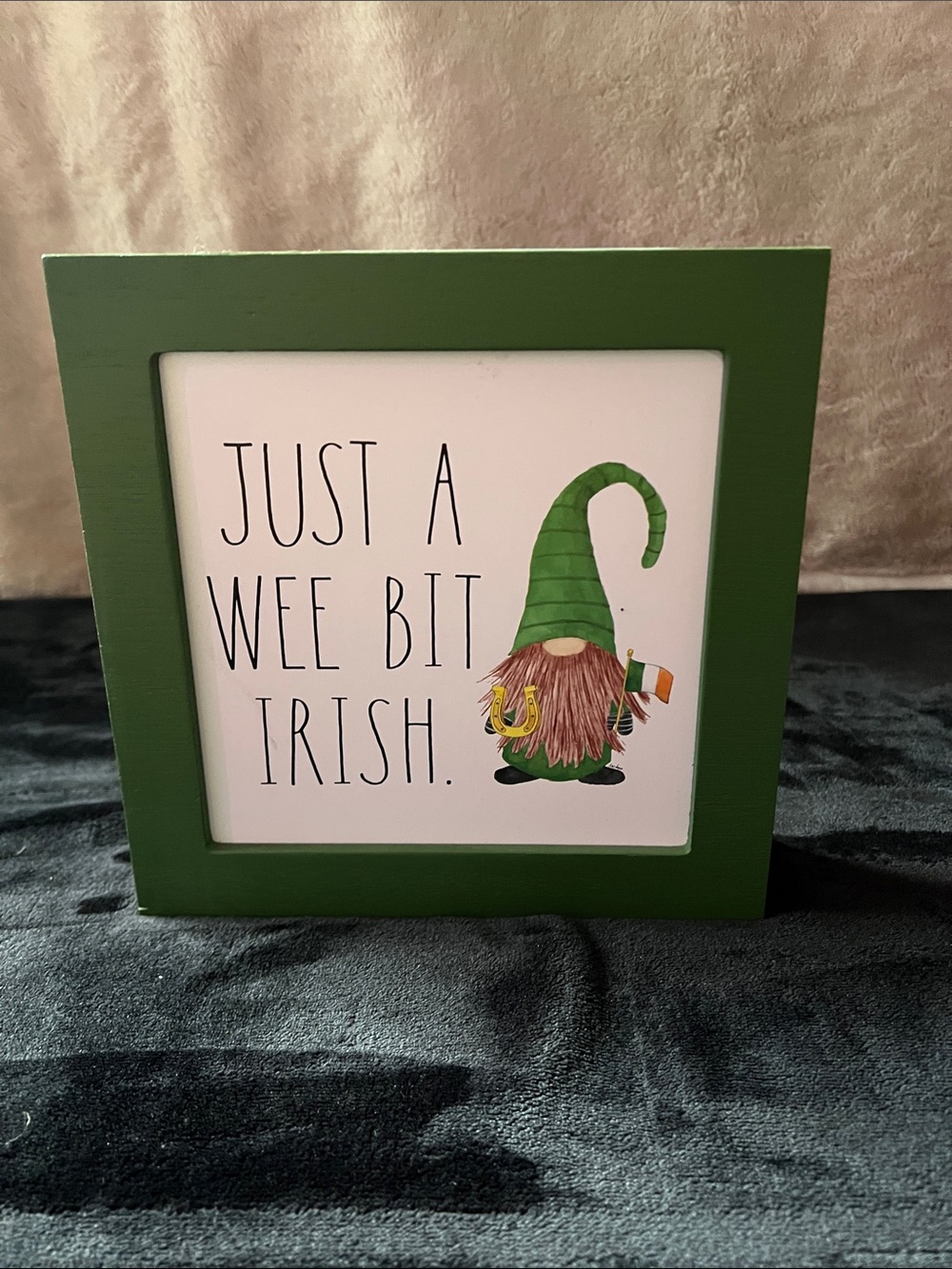 Rae Dunn Green Framed 'Just A Wee Bit Irish' Gnome Art